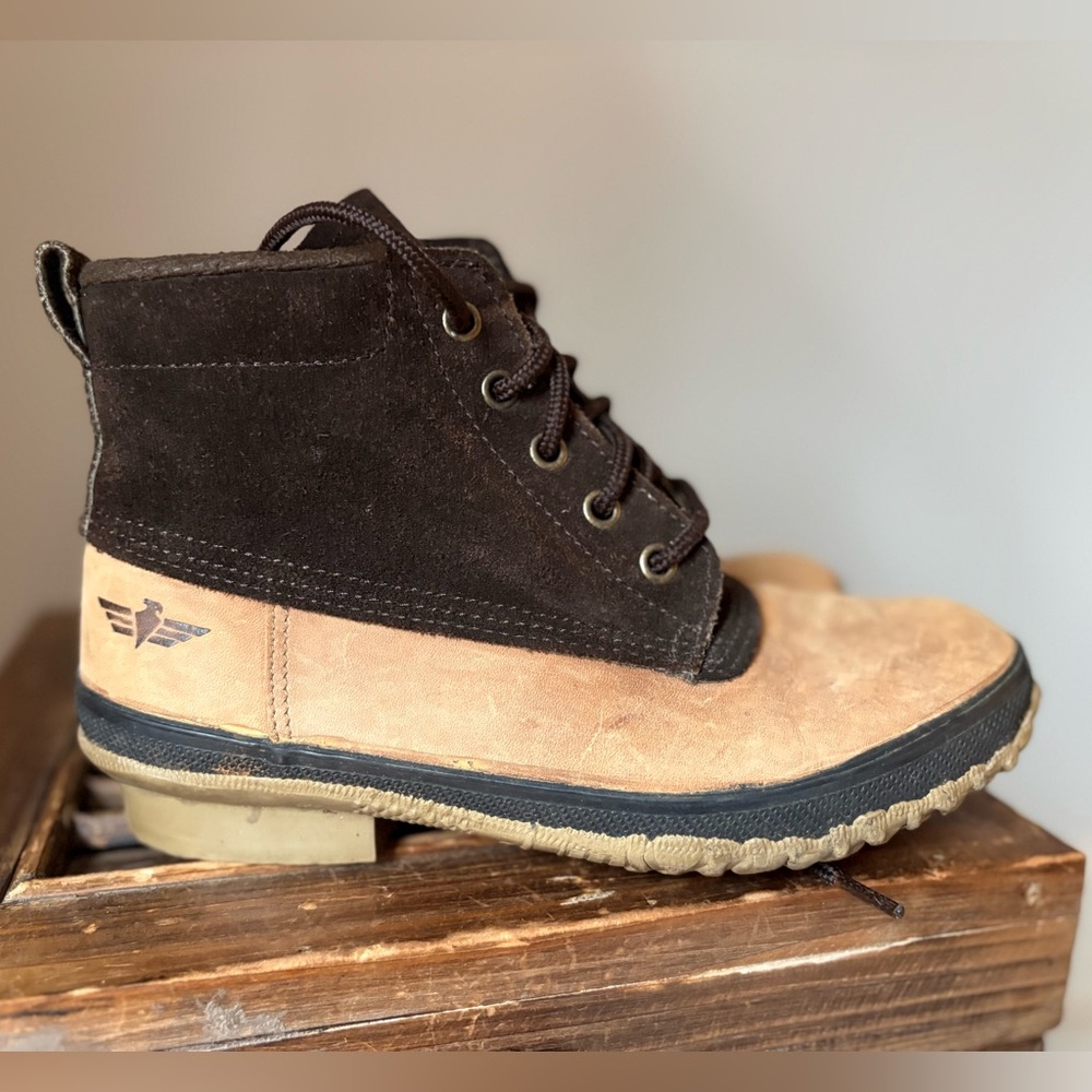 Vintage American Eagle Women’s Rawhide & Tanned Leather Splash Duck RainBoots